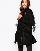 Religion Tailored Wool-mix Coat With Tassels - Black