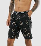Asos Design Lounge Pyjama Short In Black With 'have A Nice Day' Slogan Print And Branded Waistband