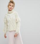 Oneon Hand Knitted Cable Tassle Sweater - Cream
