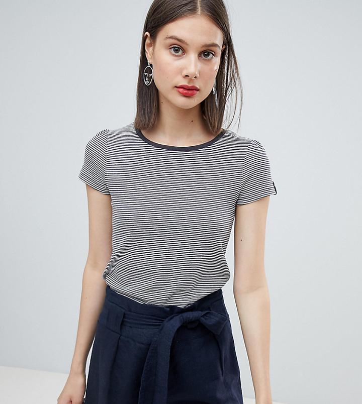 Esprit Organic Contrast Neck Stripe T-shirt - Gray