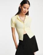 Asos Design Short Sleeve Polo With Collar In Yellow