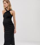 Asos Design Maternity Halter Midi Dress-black