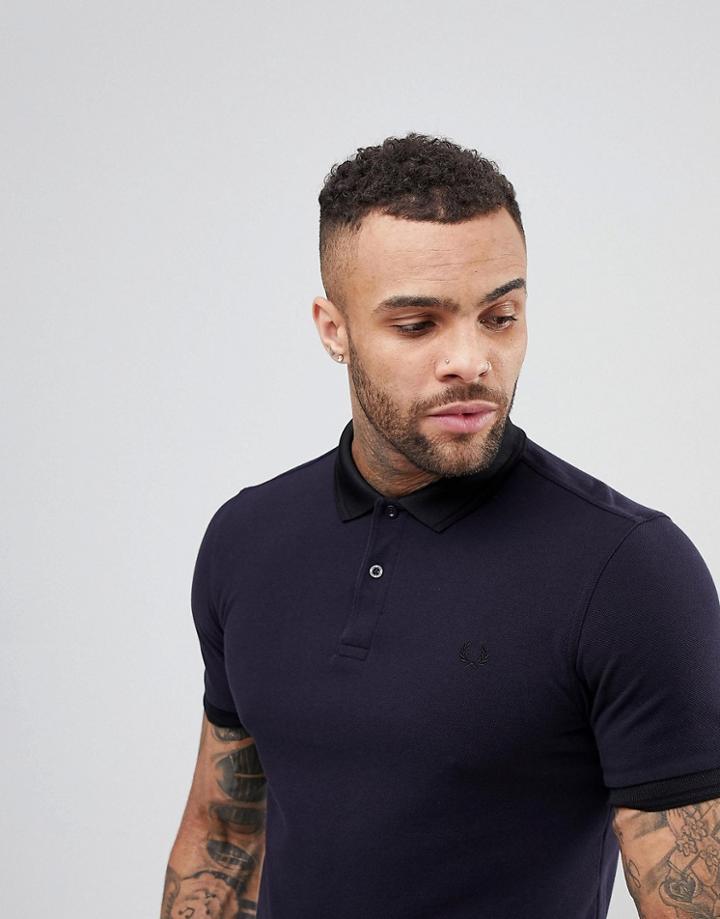 Fred Perry Slim Fit Matt Tipped Pique Polo Shirt In Navy - Navy