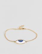 Asos Design Chain Bracelet With Enamel Eye In Gold - Gold