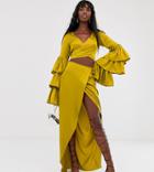 Ttya Wrapover Midi Skirt In In Rich Yellow - Yellow