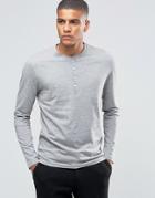Selected Homme Grandad Long Sleeve Top - Light Gray