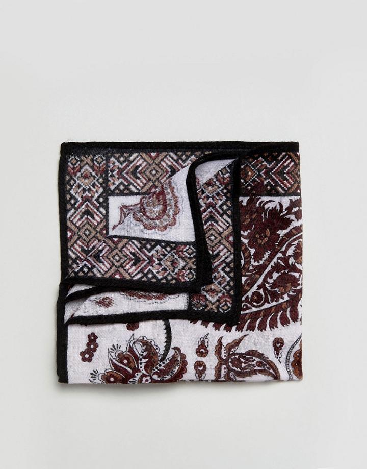 Asos Pocket Square In Paisley Design - White