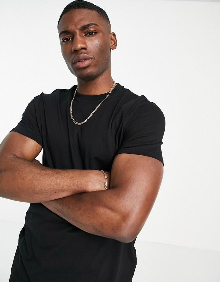 New Look Organic Cotton Longline T-shirt In Black