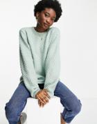 Topshop Knit Sweater With Honeycomb Stitch In Mint-green
