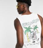 Reclaimed Vintage Inspired Beer Can Tank In Organic Cotton-white