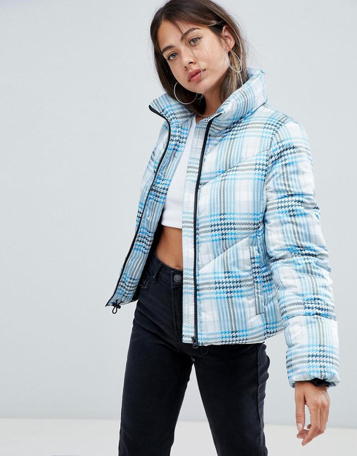 Asos Design Check Padded Jacket - Multi