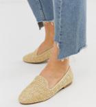 New Look Wide Fit Raffia Slipper In Raffia - White