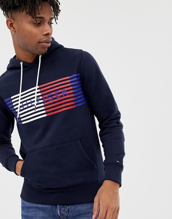 Tommy Hilfiger Logo Print Hoodie - Navy