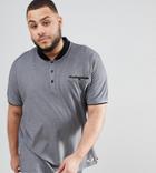 Duke Plus Polo Shirt With Grandad Collar In Gray Melange - Gray