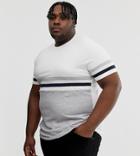 Asos Design Plus T-shirt With Contrast Body And Sleeve Stripes In White