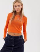 Asos Design Mesh Top With Barbwire Print-orange