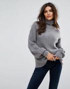 Vero Moda Knitted Roll Neck Sweater - Gray