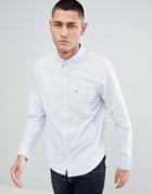 Hollister Poplin Icon Seagull Logo Button Down Collar Stretch Slim Fit Pocket Shirt In Blue Marl - Blue