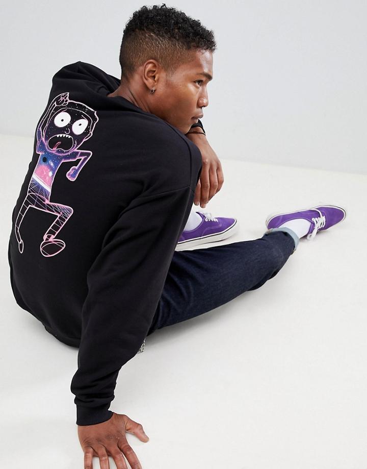 Asos Design Oversized Sweatshirt With Rick And Morty Print - Black