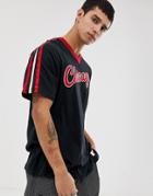 Mitchell & Ness Chicago Bulls V Neck T-shirt With Chest Logo In Black - Black