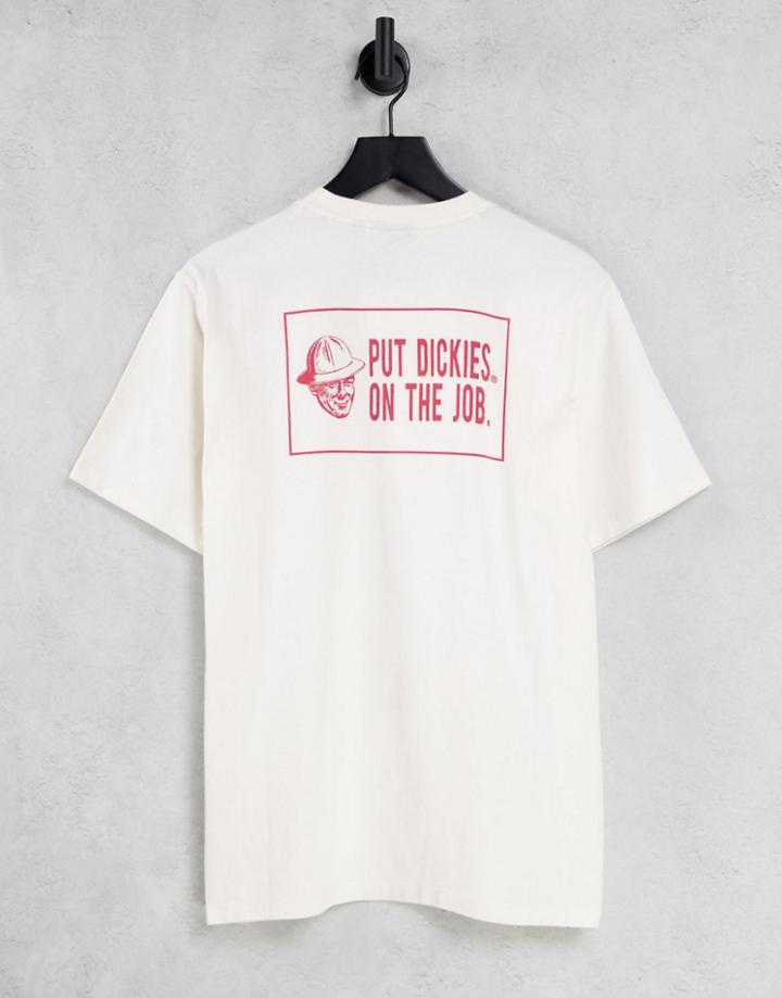 Dickies Storden Back Print T-shirt In Ecru-white