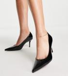 Asos Design Wide Fit Salary Mid Heeled Pumps In Black