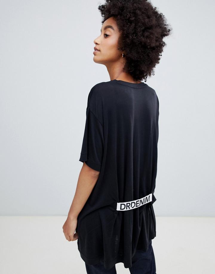 Dr Denim Oversized T Shirt With Back Logo - Black