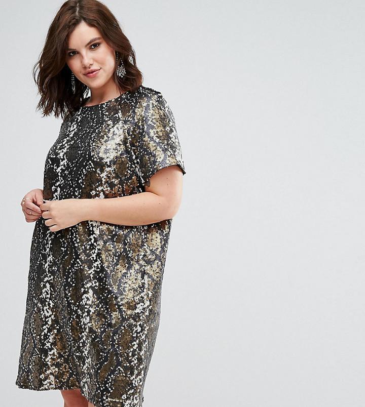 Elvi Sneak Sequin Dress - Gold