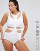 Monif C Curve White Cut Out Swimsuit - White