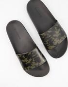 All Saints Leo Leather Slides In Black