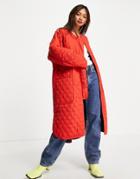 French Connection Aris Quilted Reversable Coat In Red