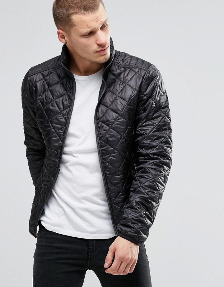Blend Quilted Jacket Nylon Diamond Stitch In Black - Black