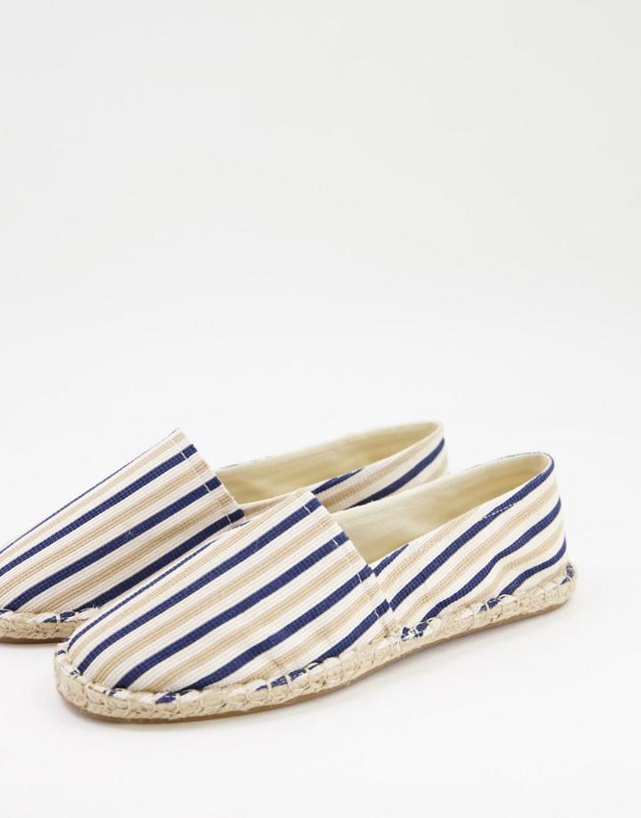 Asos Design Espadrilles In Stripe Fabric-navy