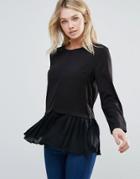D.ra Leslie Pleated Hem Shirt - Black
