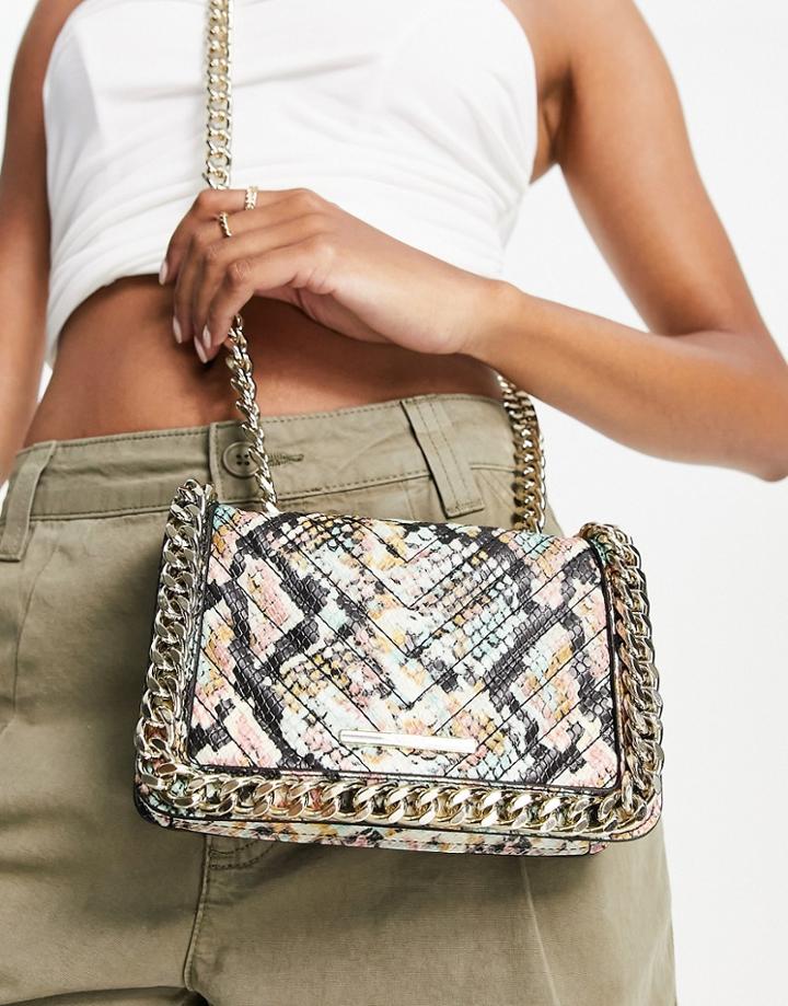 Aldo Minigreen Cross Body Bag In Snake Print-multi