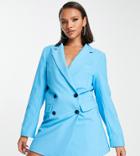 Asyou Double Breasted Blazer Dress In Blue