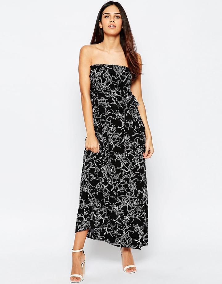 City Goddess Printed Bandeau Maxi Dress - Black