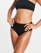 Cotton: On High Waisted Ribbed Bikini Bottoms In Black - Part Of A Set