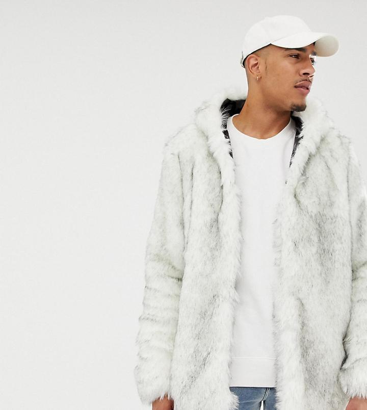 Asos Design Tall Faux Fur Bomber In White - White