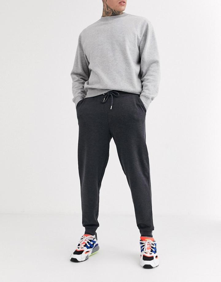 Asos Design Tapered Sweatpants In Charcoal - Gray-grey