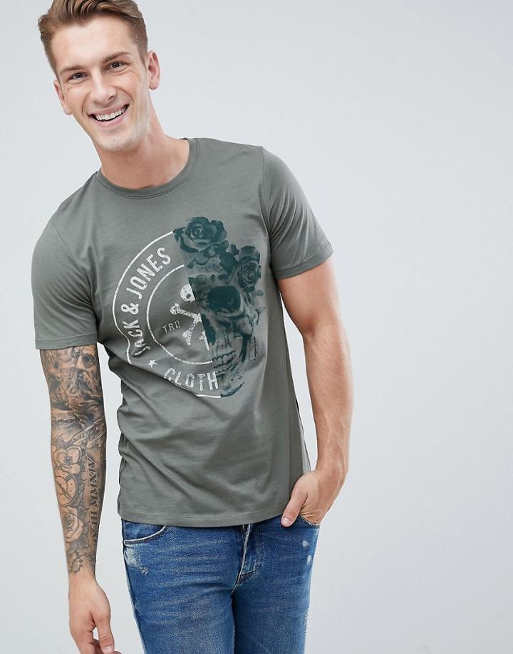 Jack And Jones Splice Skull T-shirt - Green