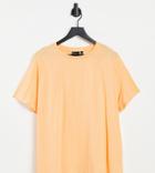 Asos Design Curve Ultimate Cotton T-shirt With Crew Neck In Peach-orange