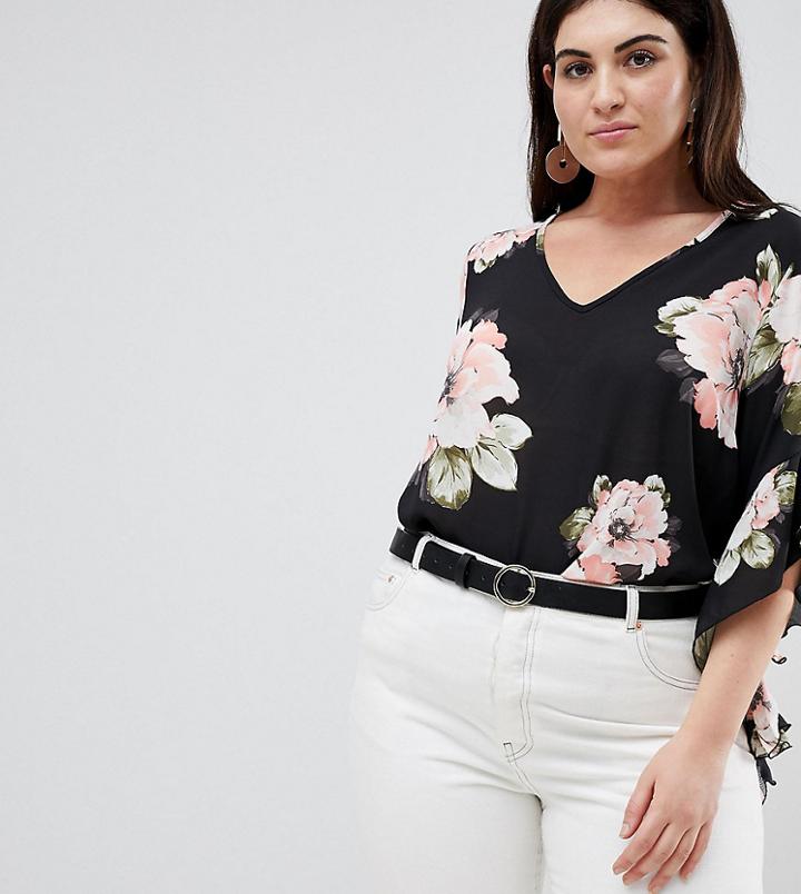 Lovedrobe Rose Print Tie Back Blouse - Multi
