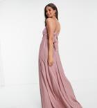 Asos Design Tall Cami Plunge Tie Back Maxi Dress In Rose-pink