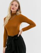 Y.a.s Wool Mix Top With Roll Neck In Brown
