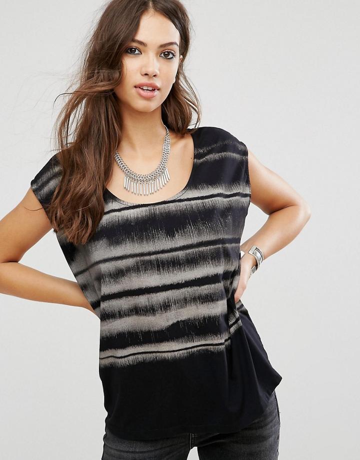 Religion Stripe Short Sleeve Top - Beige