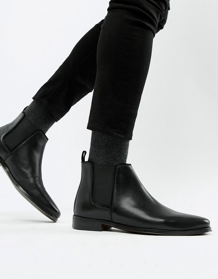 Asos Design Chelsea Boots In Black Leather With Black Sole