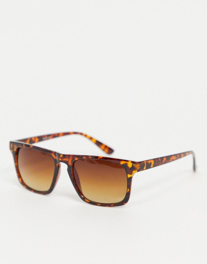 Madein. Tort Frame Square Lens Sunglasses-brown