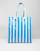 Stradivarius Bold Stripe Shopper - Blue