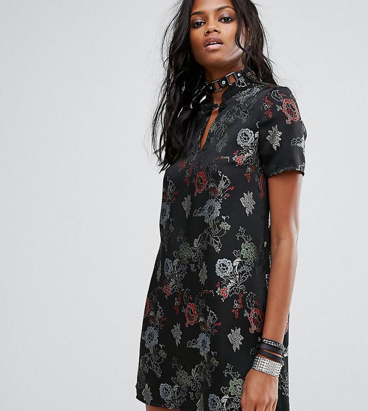 Reclaimed Vintage Inspired Mini Dress With Button Up Detail - Black